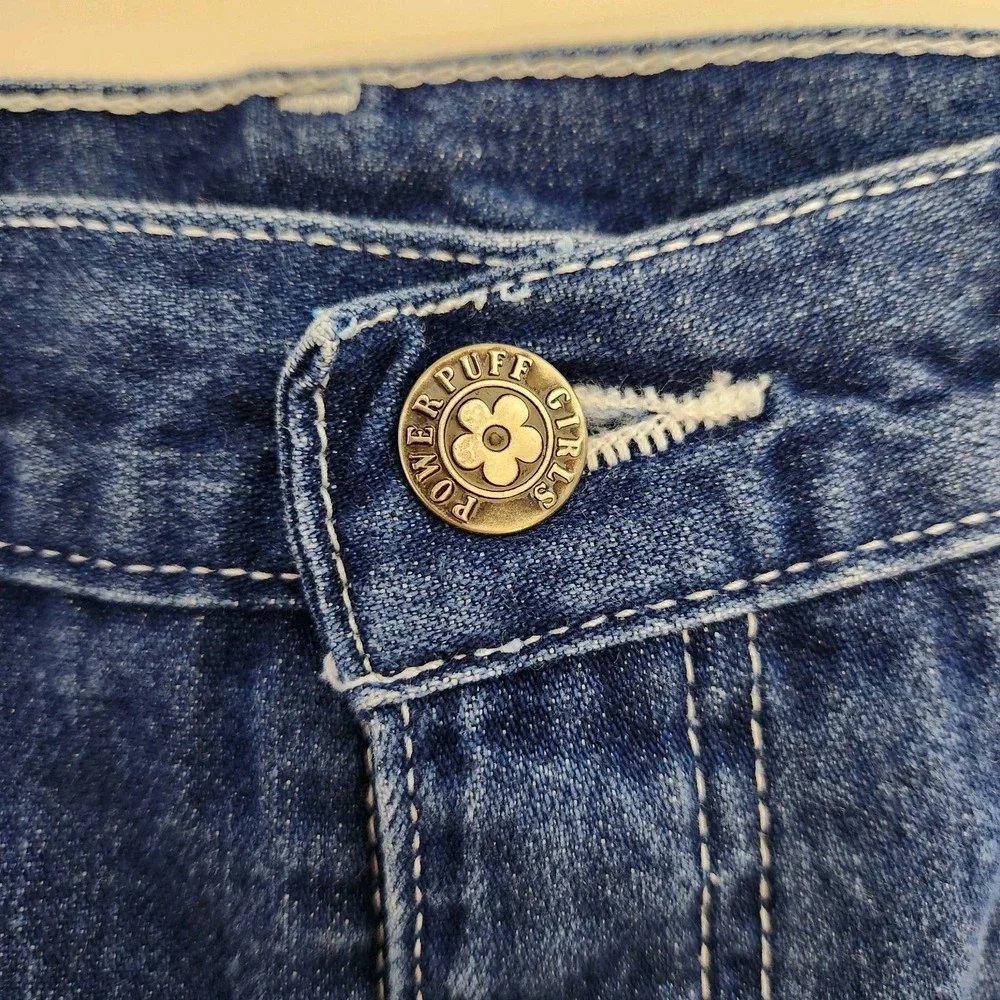 Rare Y2K‎ Powerpuff Girls Denim Capri Jeans Embroidered Cartoon Network Size 12